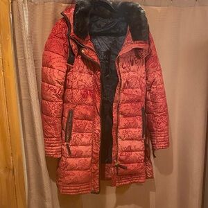 Desigual Valentines Love Heart Red Coat